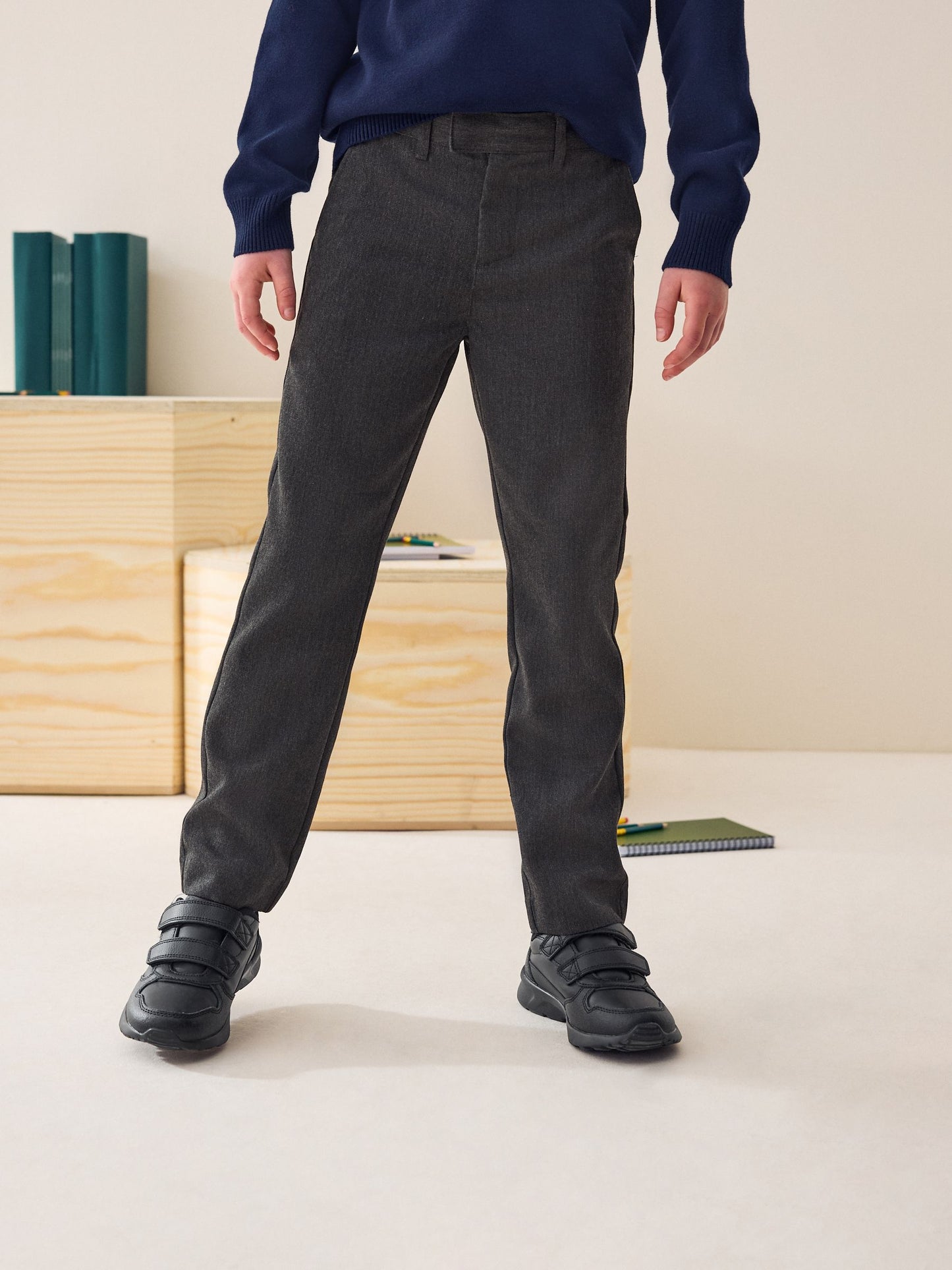 Dsiney Kidz - Grey Slim Waist Slim Leg School Formal Trousers (3-17yrs) image 1