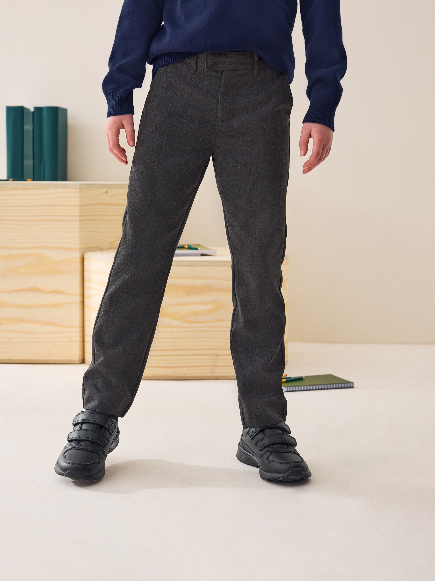 Dsiney Kidz - Grey Slim Waist Slim Leg School Formal Trousers (3-17yrs) image 1
