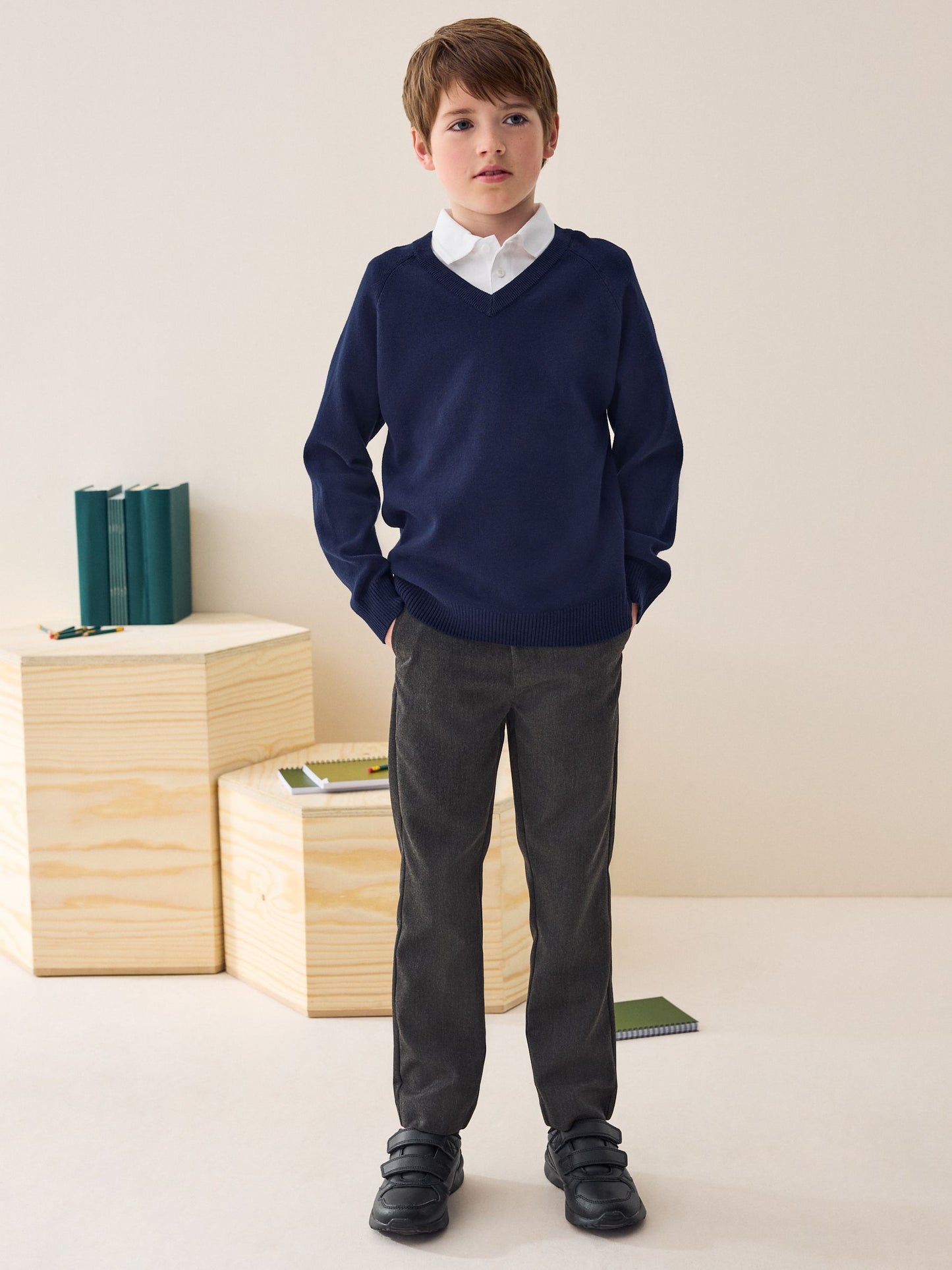 Dsiney Kidz - Grey Slim Waist Slim Leg School Formal Trousers (3-17yrs) image 2