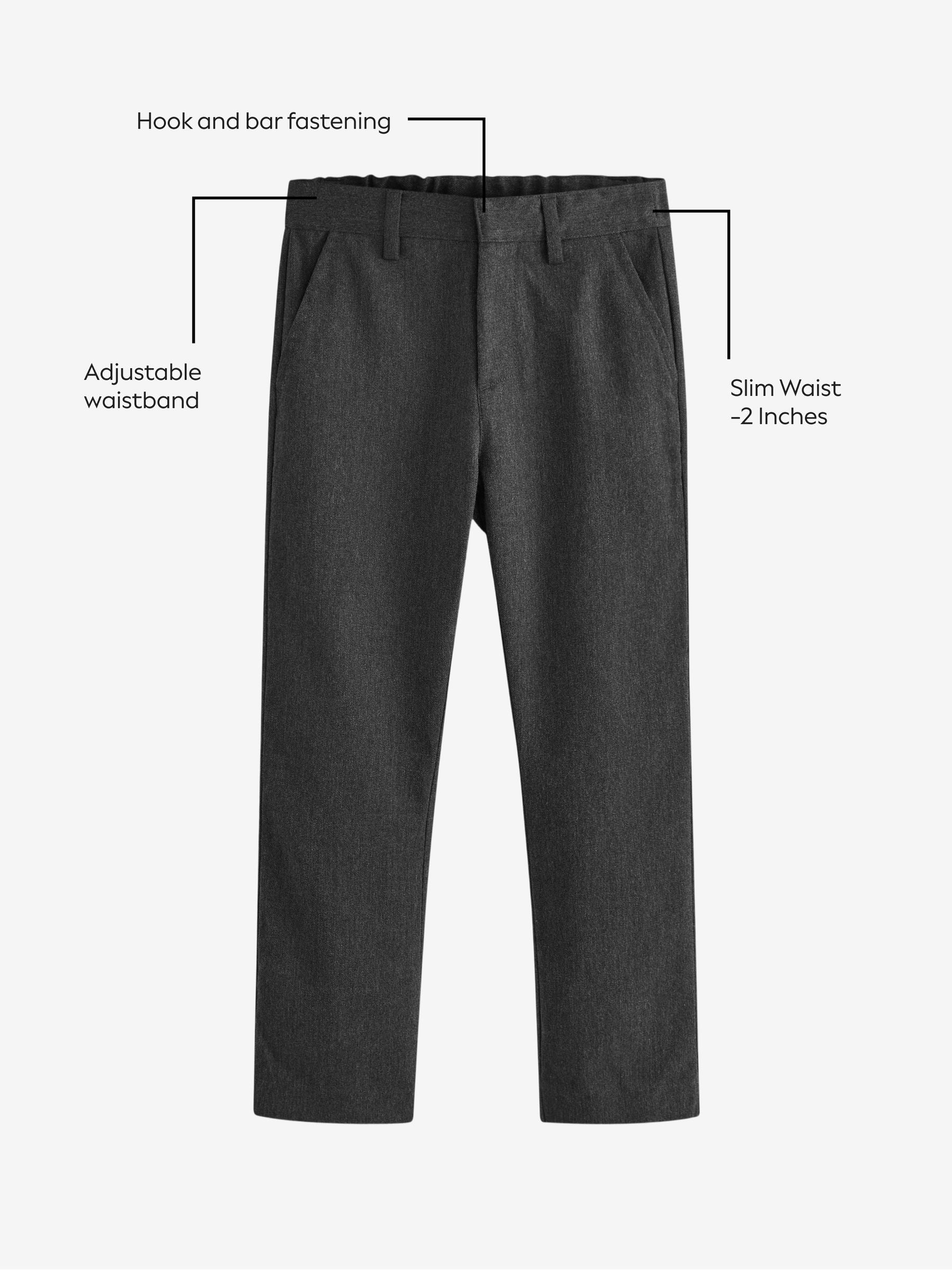 Dsiney Kidz - Grey Slim Waist Slim Leg School Formal Trousers (3-17yrs) image 5