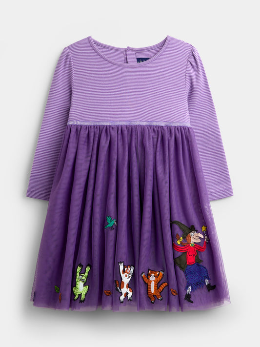 JoJo Maman Bébé Purple Stripe Room On The Broom Party Dress - image 1