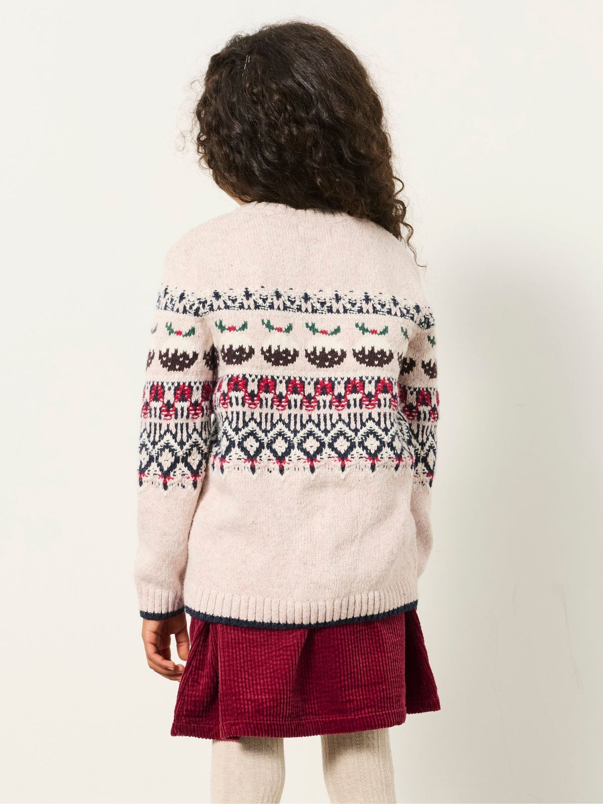 FatFace Kids Matching Family Cream Christmas Pudding Fairisle Jumper (3-12yrs) - image 2