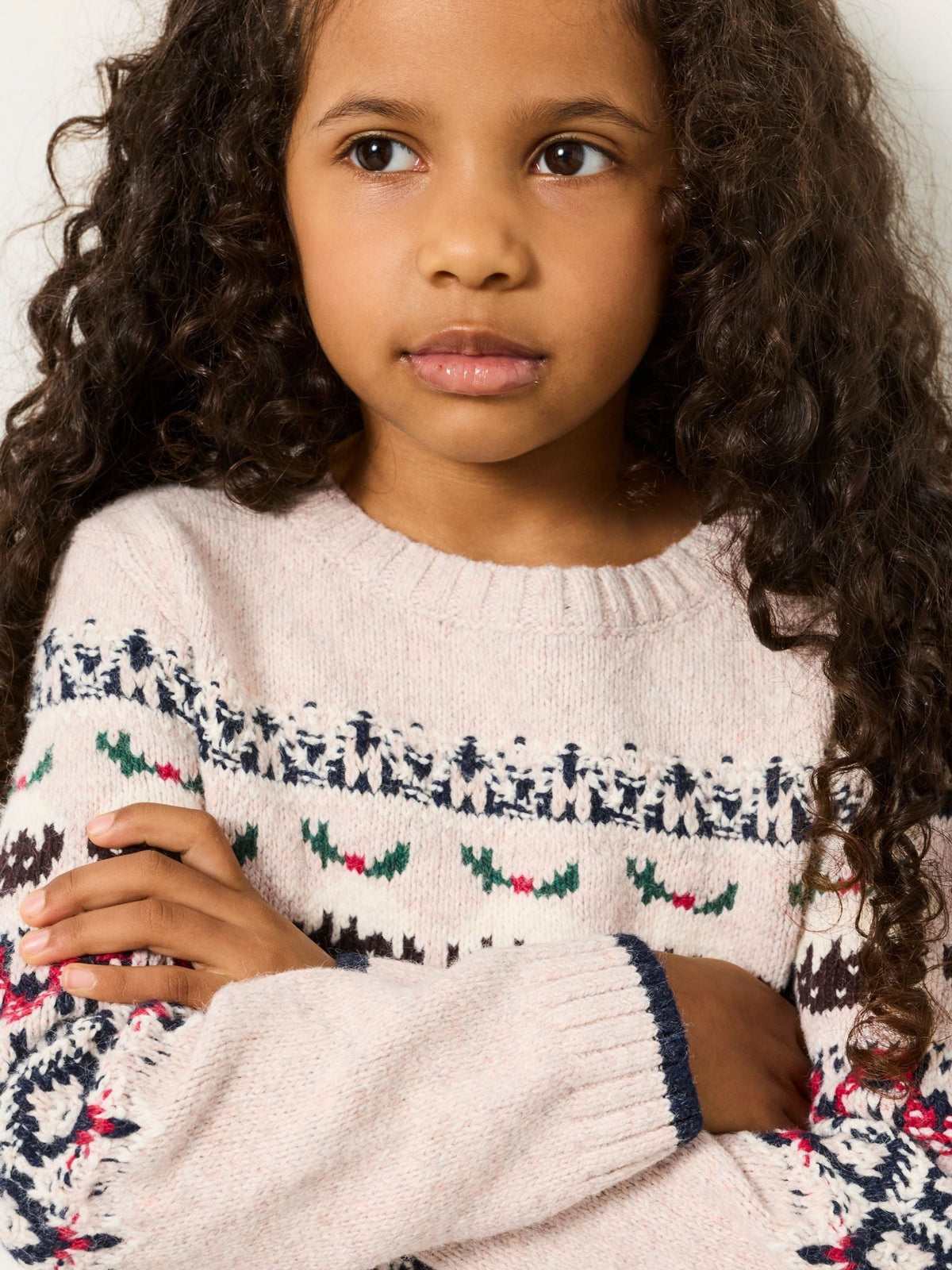 FatFace Kids Matching Family Cream Christmas Pudding Fairisle Jumper (3-12yrs) - image 3