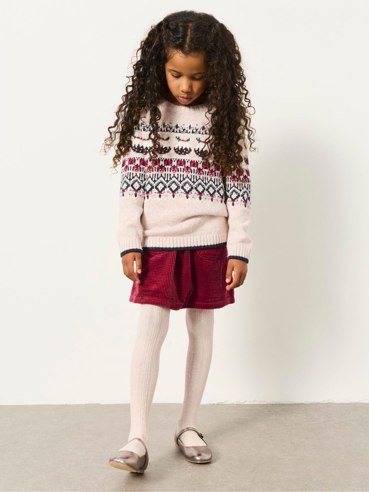 FatFace Kids Matching Family Cream Christmas Pudding Fairisle Jumper (3-12yrs) - image 4