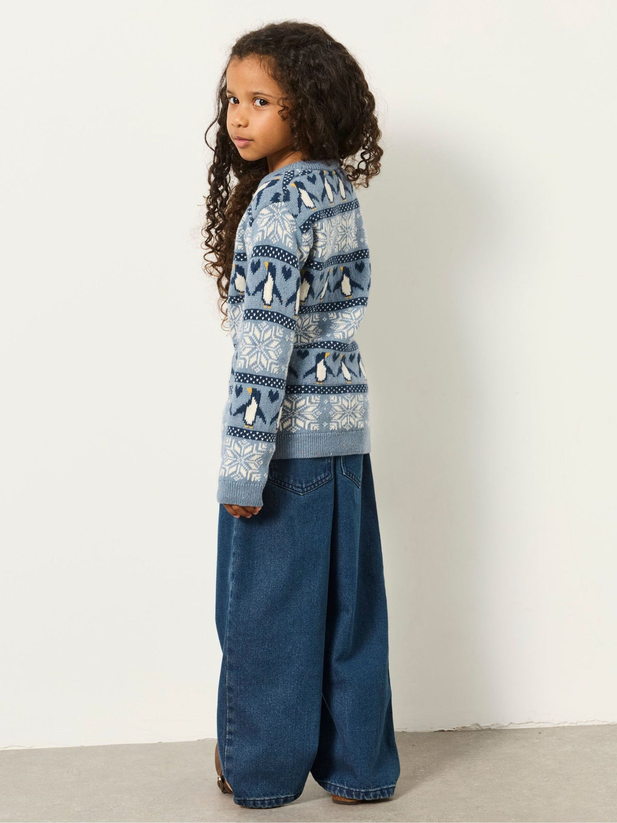 FatFace Kids Matching Family Blue Penguin Christmas Jumper (3-12yrs) - image 2