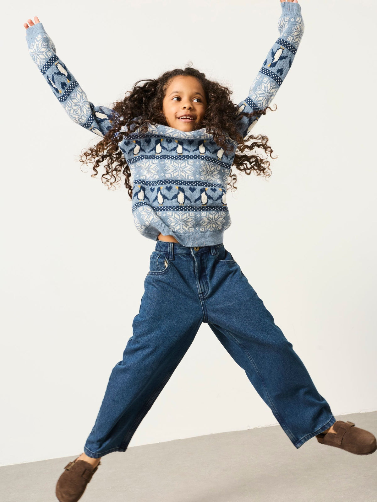 FatFace Kids Matching Family Blue Penguin Christmas Jumper (3-12yrs) - image 4