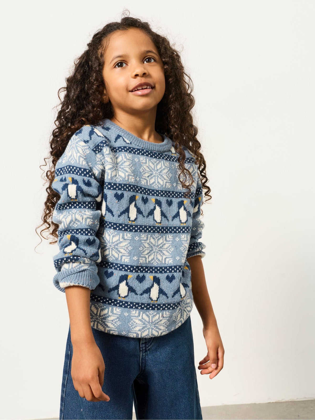 FatFace Kids Matching Family Blue Penguin Christmas Jumper (3-12yrs) - image 5