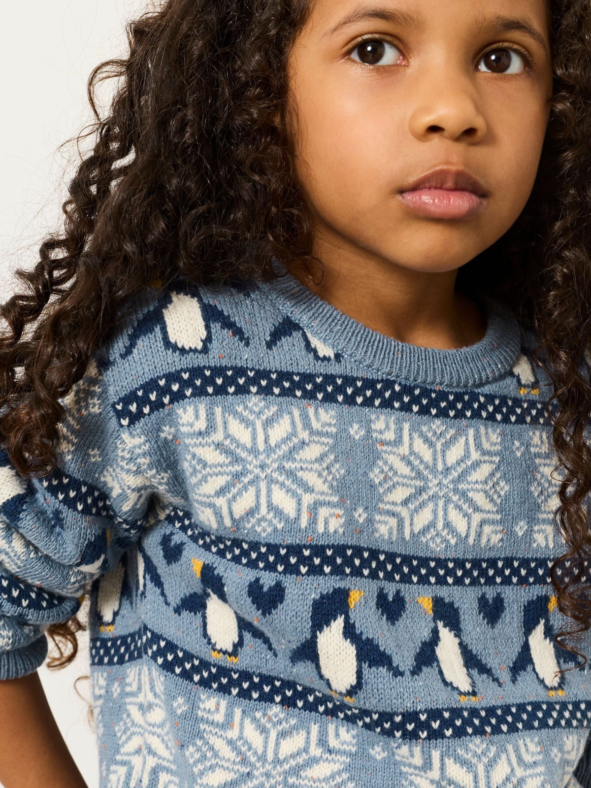 FatFace Kids Matching Family Blue Penguin Christmas Jumper (3-12yrs) - image 6