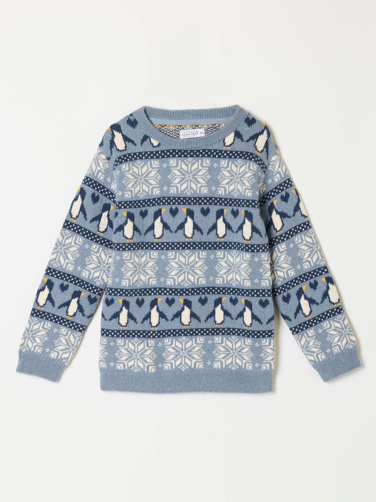 FatFace Kids Matching Family Blue Penguin Christmas Jumper (3-12yrs) - image 7