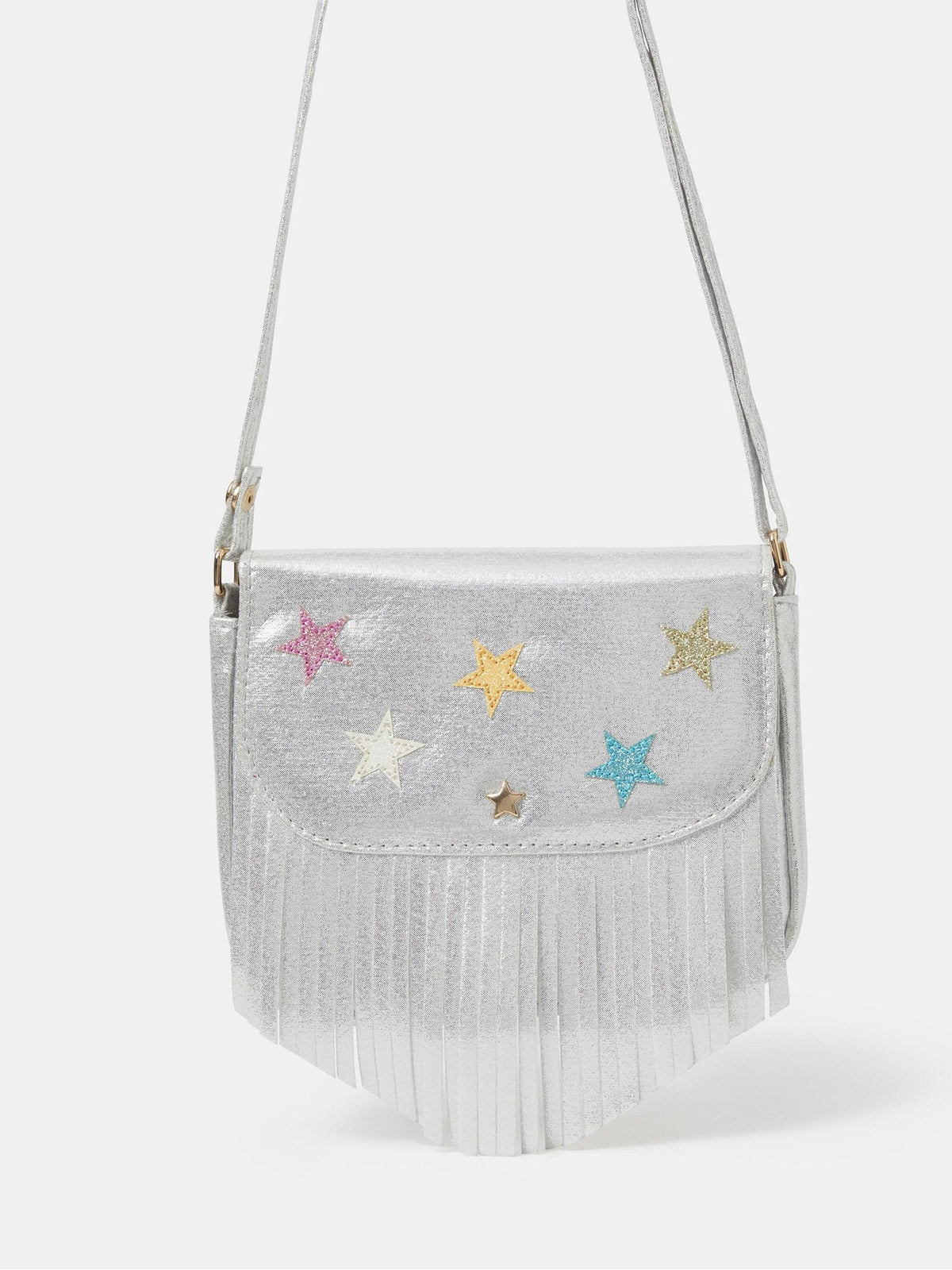 Angels By Accessorize Silver Fringe Cross-Body Bag - image 1
