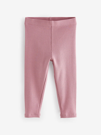 Pink Ribbed Leggings 5 Pack (3mths-7yrs) image 3