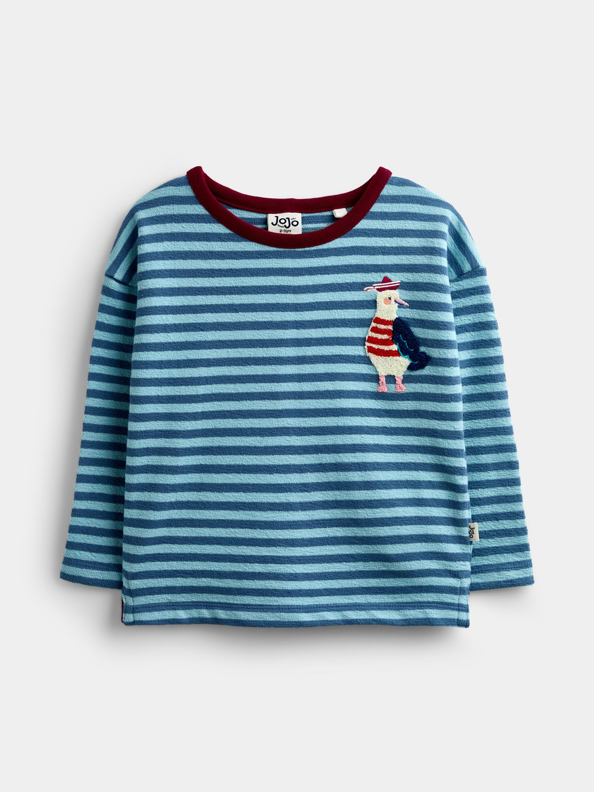 JoJo Maman Bébé Blue Stripe Seagull Appliqué Long Sleeve Top - image 1