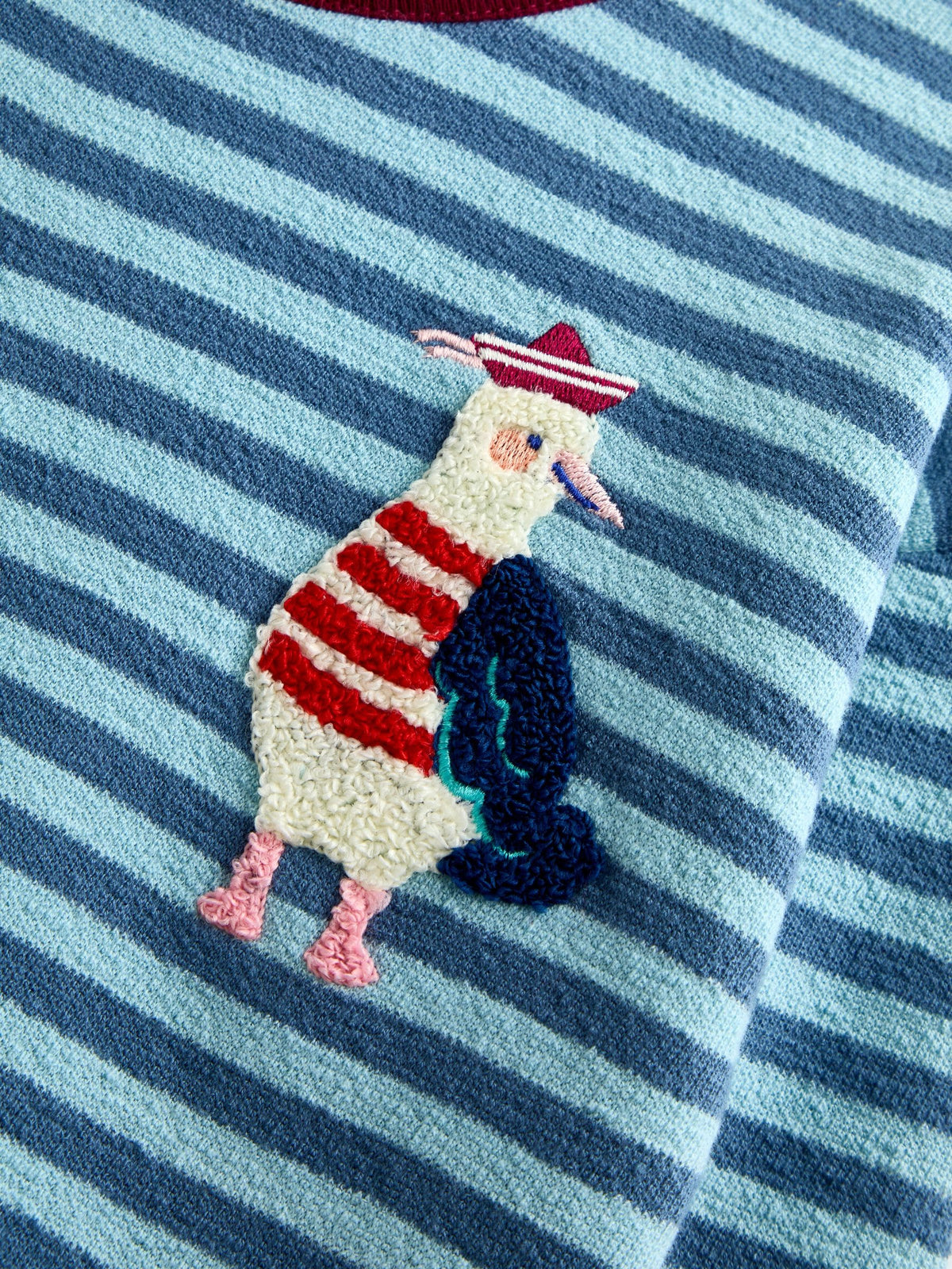 JoJo Maman Bébé Blue Stripe Seagull Appliqué Long Sleeve Top - image 3