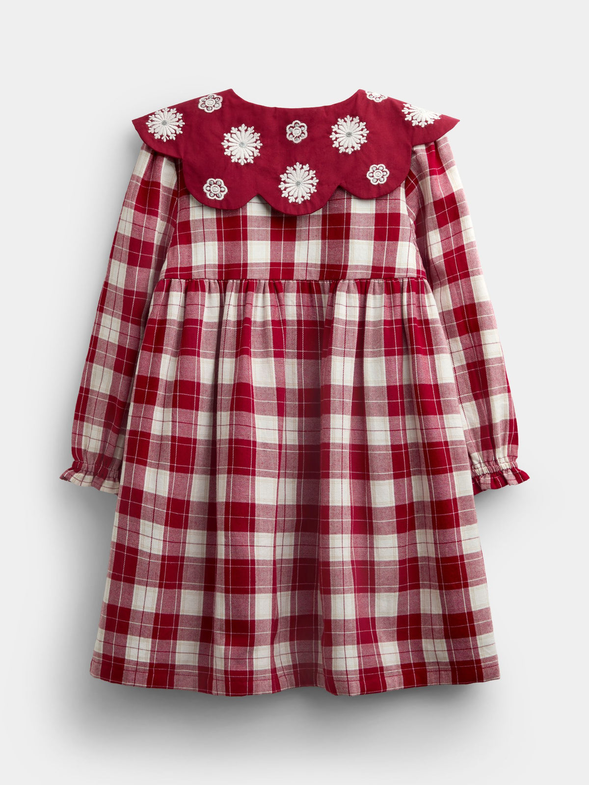 JoJo Maman Bébé Red Tartan Check Embroidered Collar Dress - image 4