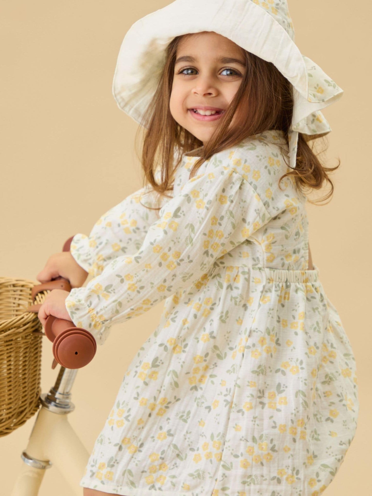 MORI Cream Floral Muslin Reversible Floppy Hat image 3