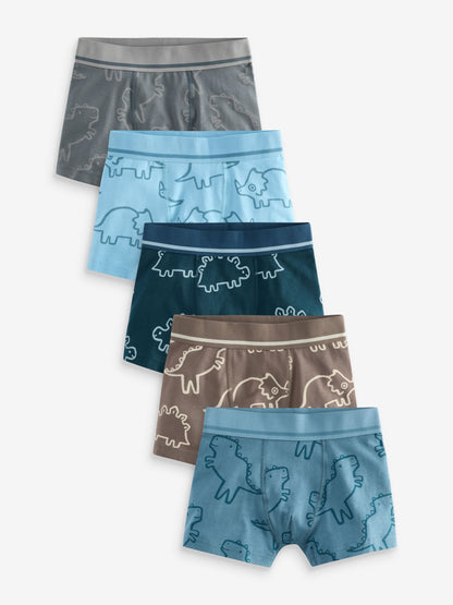 Dsiney Kidz - Linear Dino Print Junior Pattern Trunks 5 Pack (1.5-16yrs) image 1