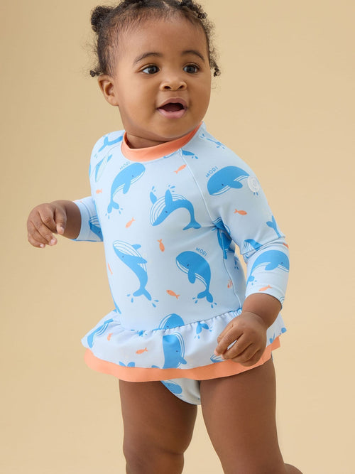Dsiney Kidz - MORI Blue Whale Frill Long Sleeve Swimsuit image 1