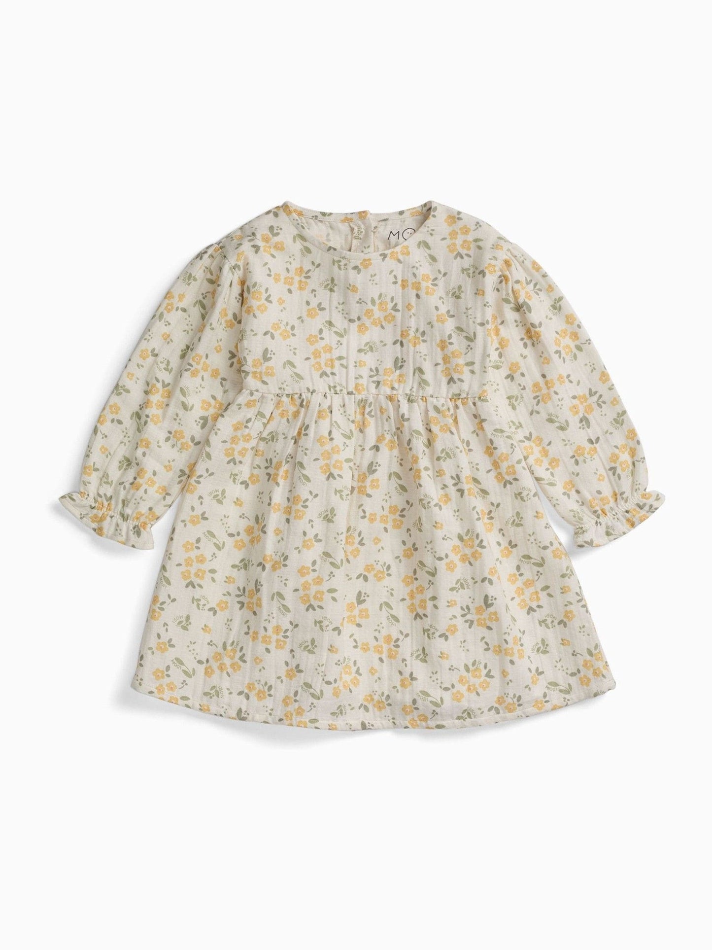 MORI Cream Floral Muslin Long Sleeve Dress image 5