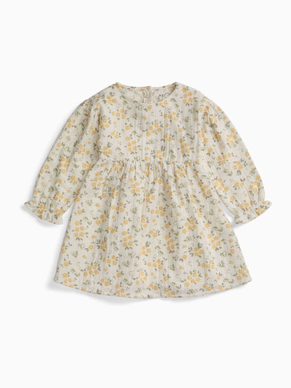 MORI Cream Floral Muslin Long Sleeve Dress image 5