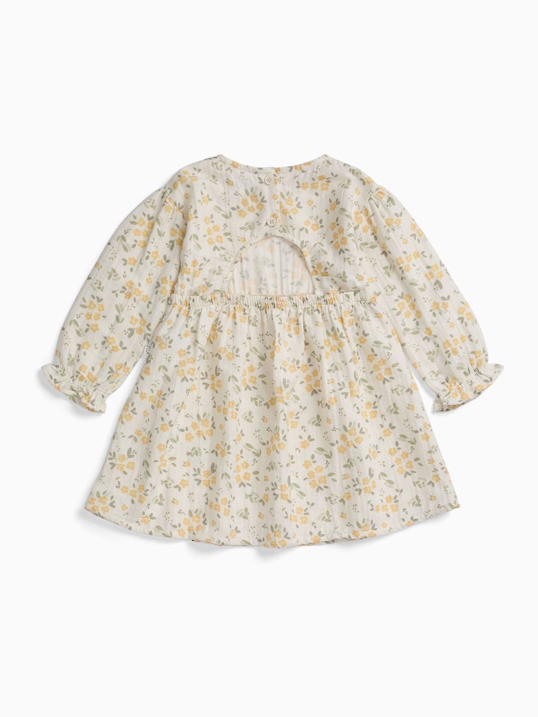 MORI Cream Floral Muslin Long Sleeve Dress image 6