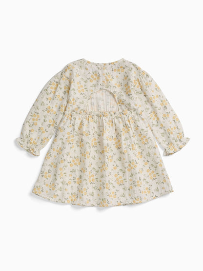 MORI Cream Floral Muslin Long Sleeve Dress image 6