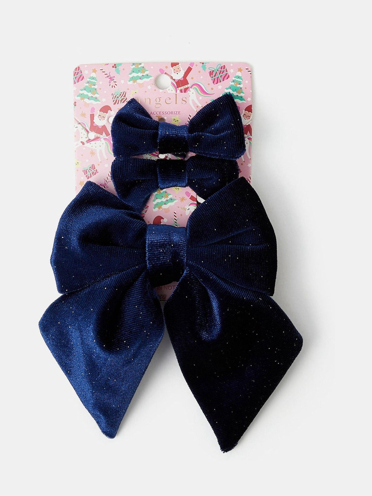 Angels By Accessorize Blue Velvet Bow Hair Clips 3-Pack - image 1