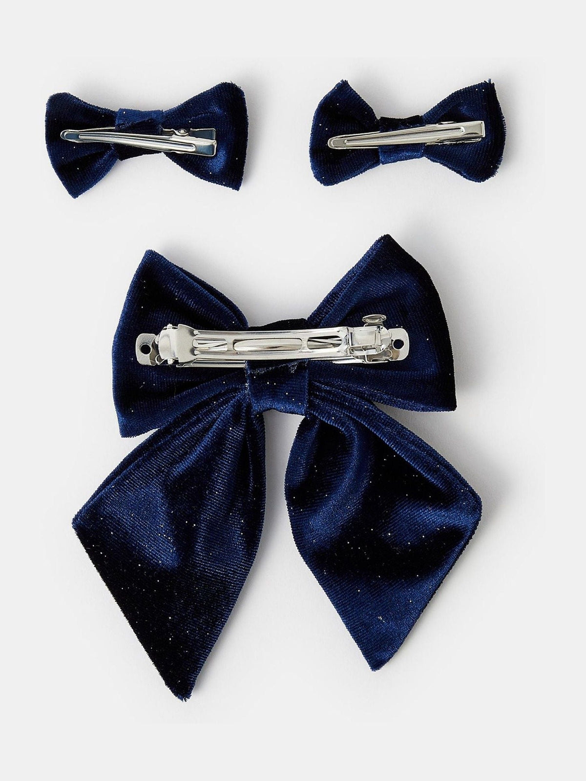 Angels By Accessorize Blue Velvet Bow Hair Clips 3-Pack - image 2