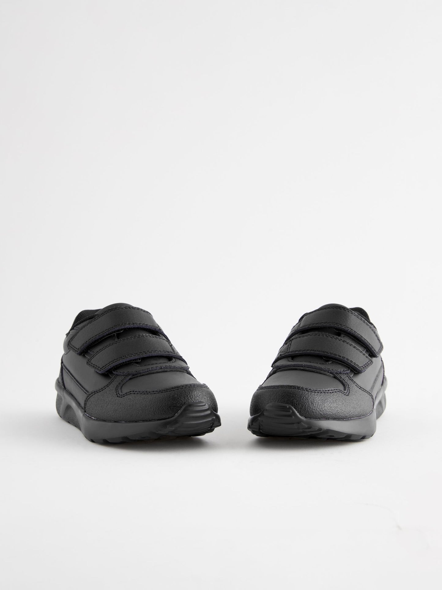 Black Wide Fit (G) Touch Fastening Leather School Shoes image 4