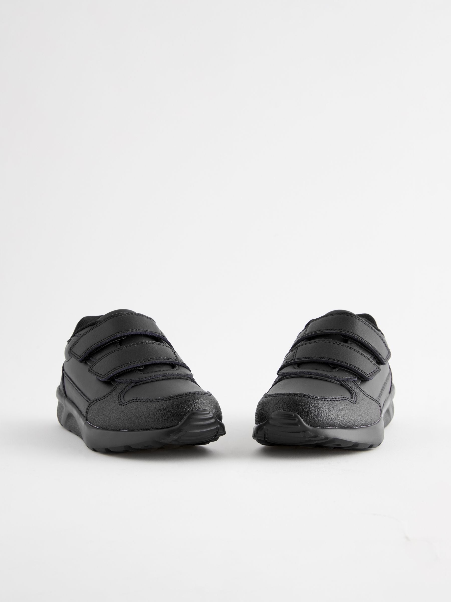 Black Wide Fit (G) Touch Fastening Leather School Shoes image 4