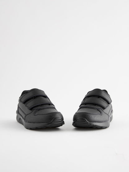 Black Wide Fit (G) Touch Fastening Leather School Shoes image 4