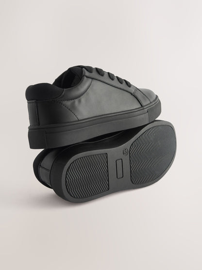 Black Wide Fit (G) Lace Up School Shoes image 4