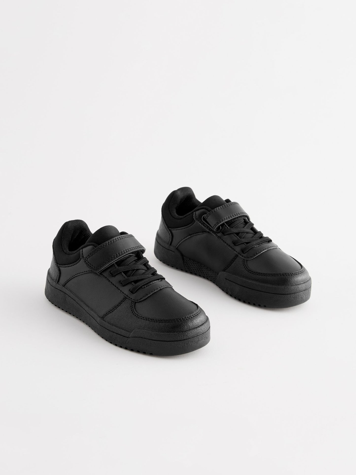 Black Wide Fit (G) 1 Strap Elastic Lace School Shoes Trainers image 2