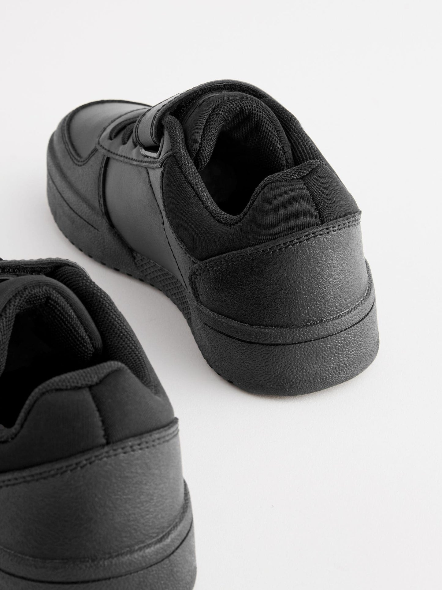 Black Wide Fit (G) 1 Strap Elastic Lace School Shoes Trainers image 4