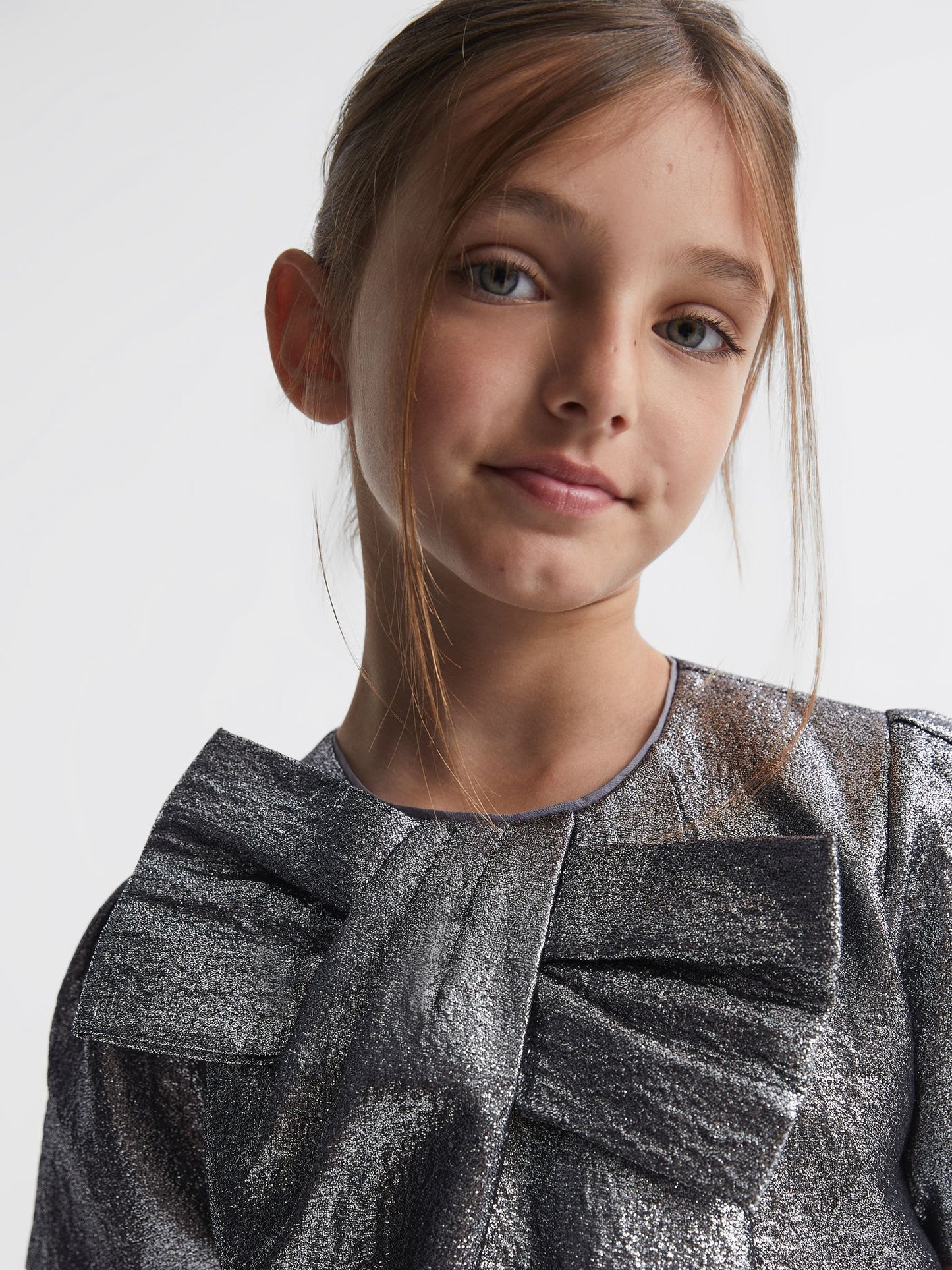 Dsiney Kidz - Reiss Silver Franny Metallic Bow Dress image 4