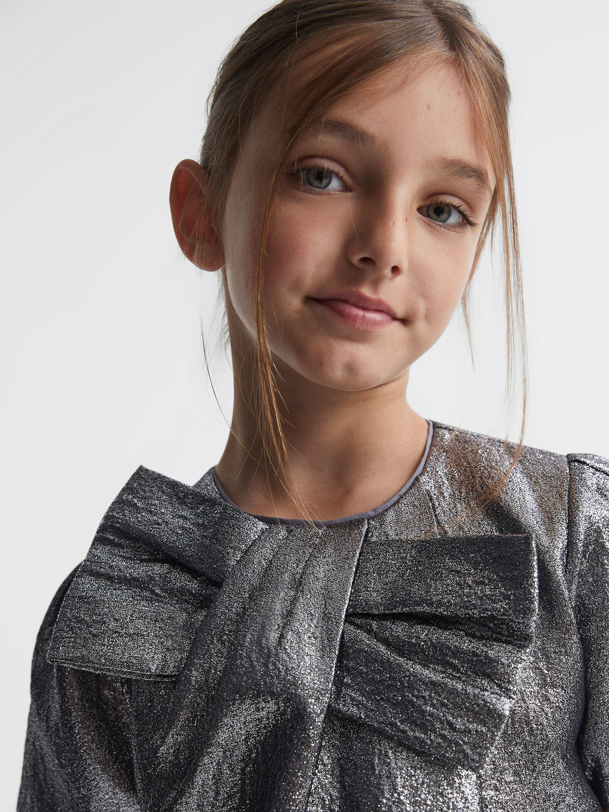 Dsiney Kidz - Reiss Silver Franny Metallic Bow Dress image 4