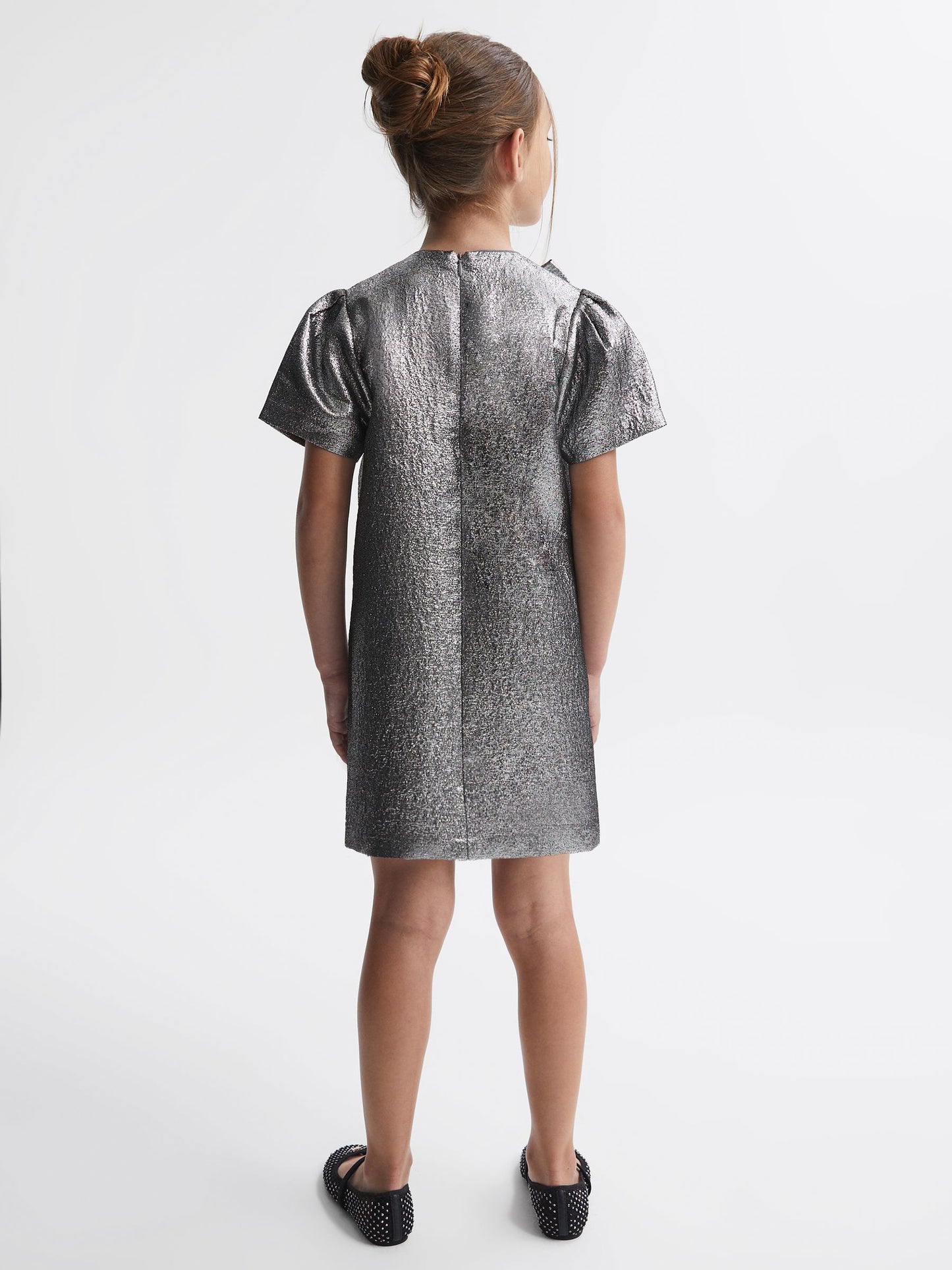 Dsiney Kidz - Reiss Silver Franny Metallic Bow Dress image 5