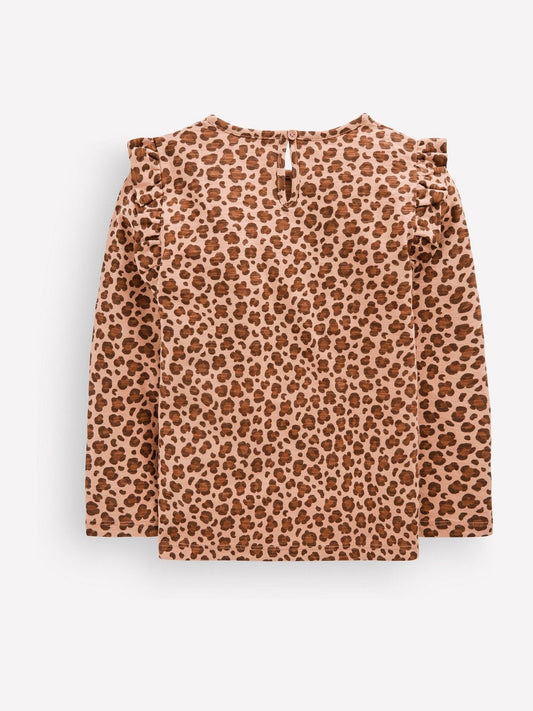 Dsiney Kidz - Boden Brown Frill Sleeve Slub Top image 1