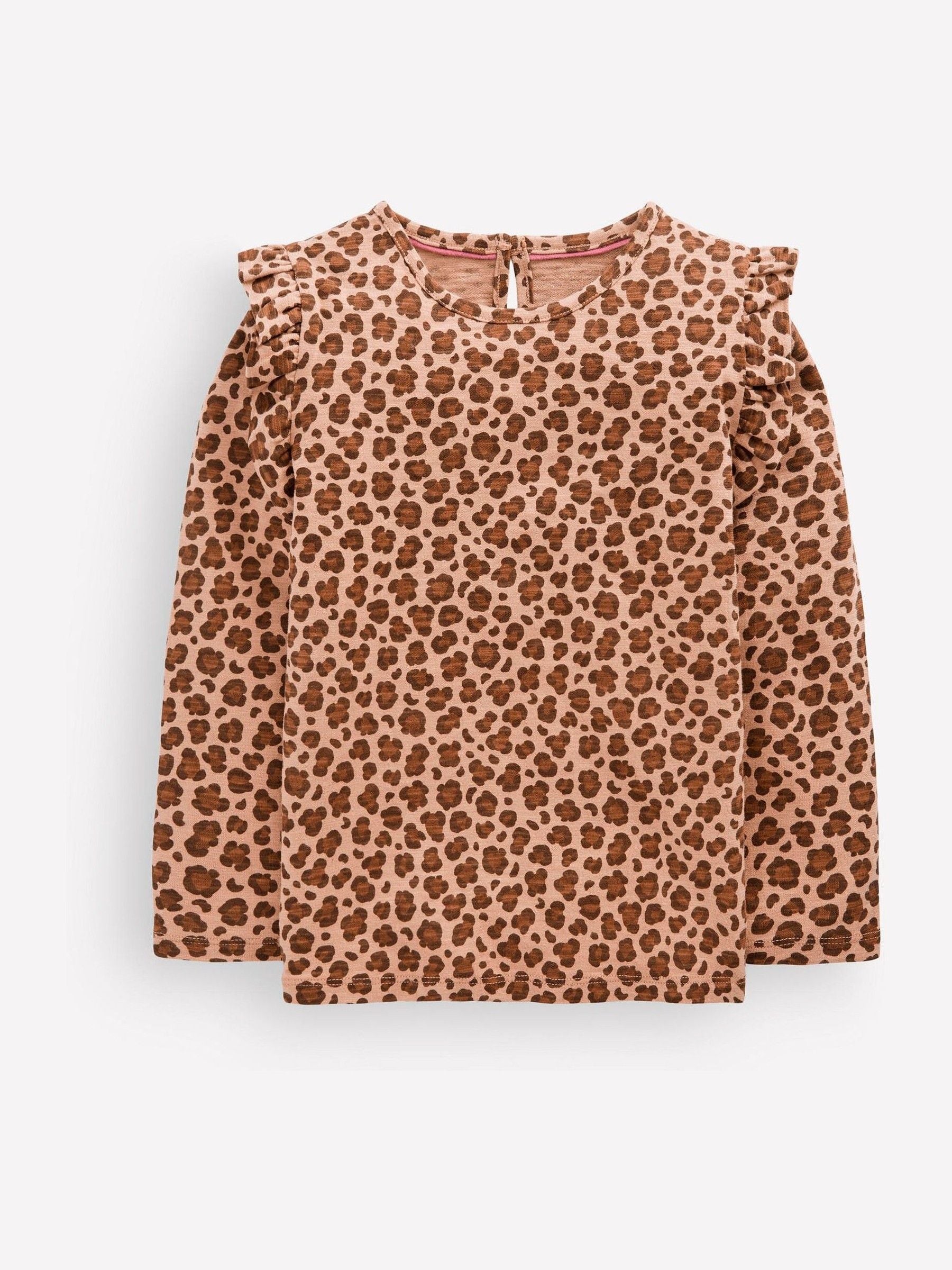 Dsiney Kidz - Boden Brown Frill Sleeve Slub Top image 2