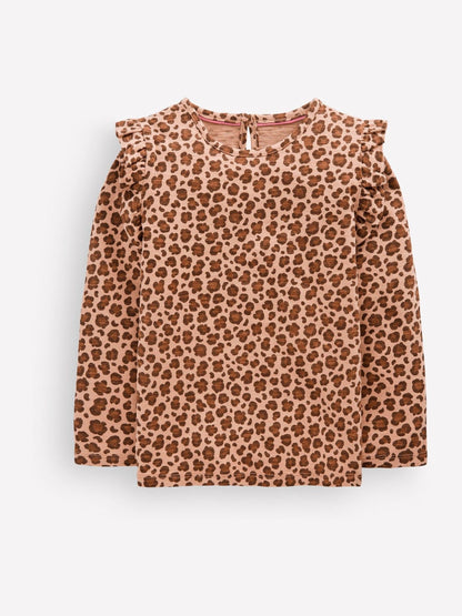 Dsiney Kidz - Boden Brown Frill Sleeve Slub Top image 2