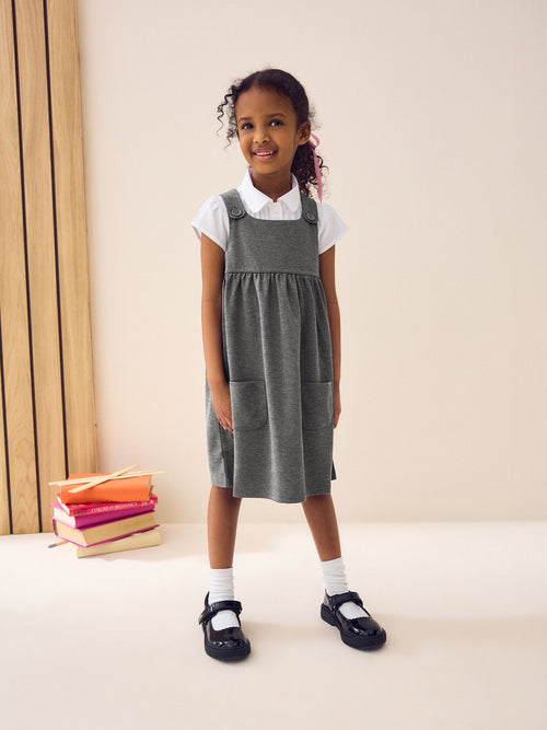 Dsiney Kidz - Grey Jersey Stretch Pinafore School Dress (3-14yrs) image 1
