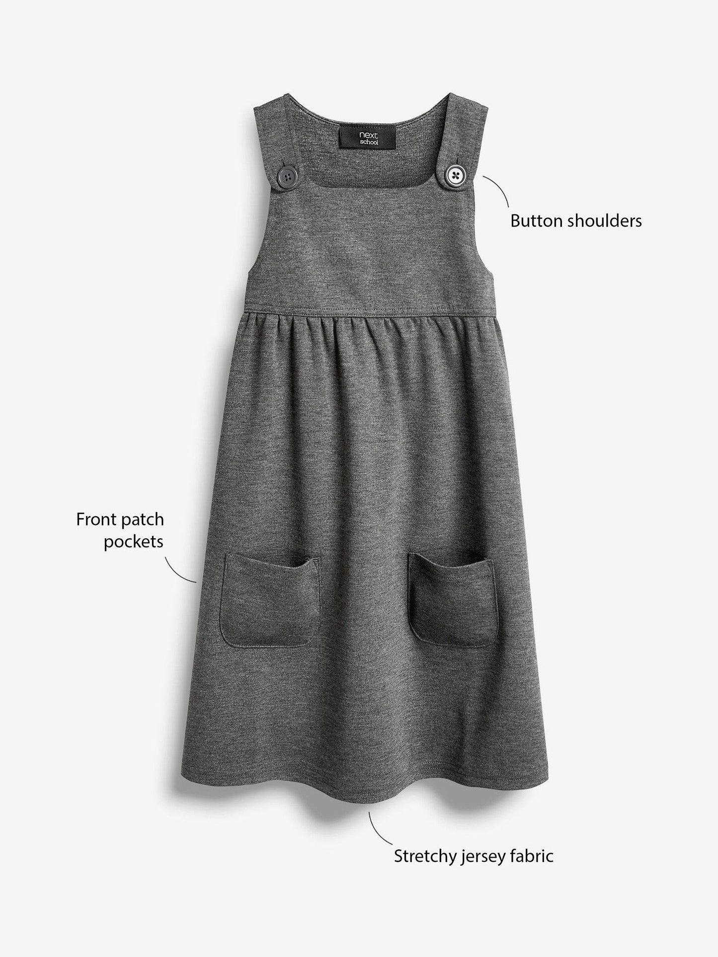 Grey Jersey Stretch Pinafore School Dress (3-14yrs) image 3