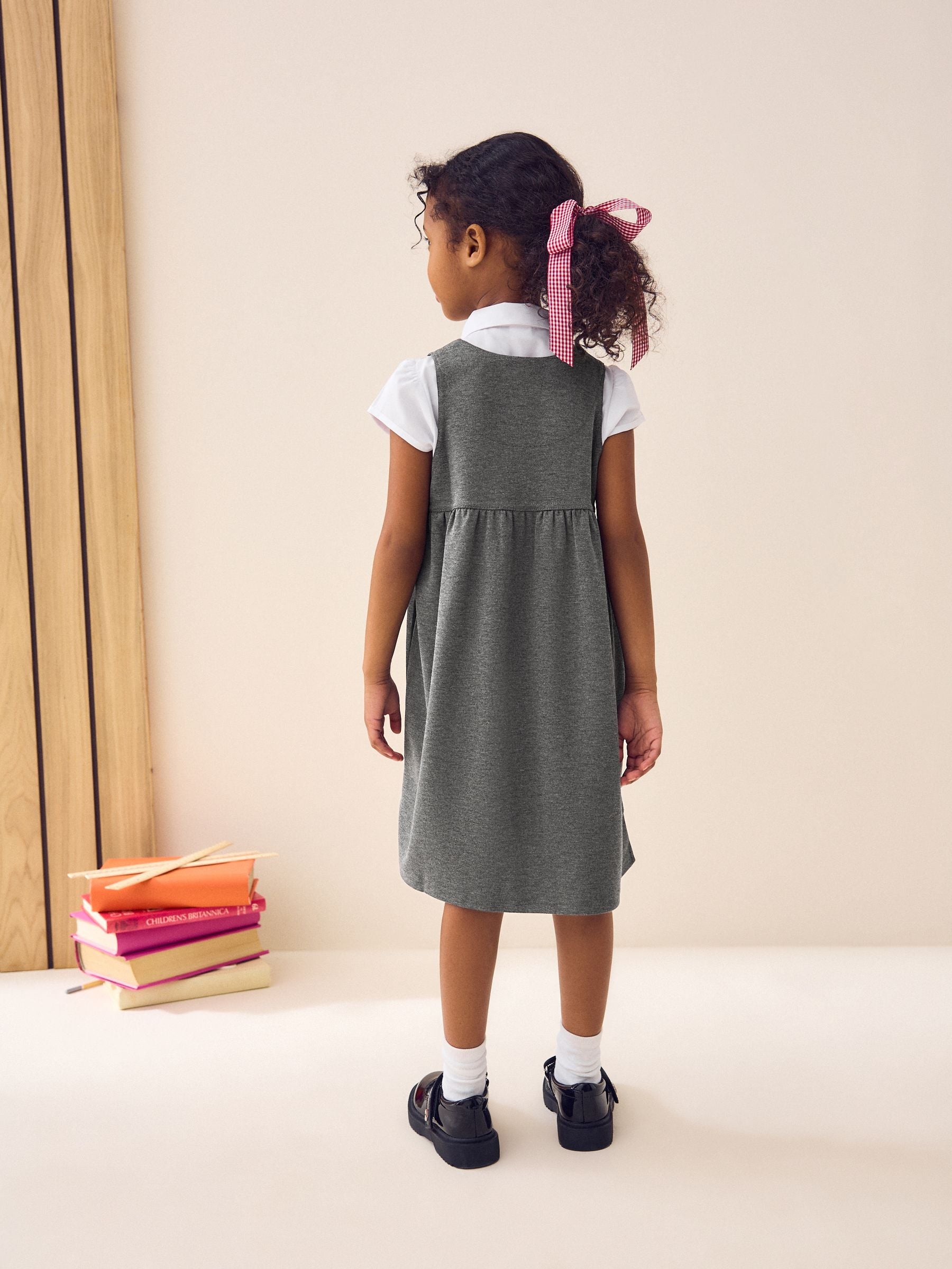 Grey Jersey Stretch Pinafore School Dress (3-14yrs) image 4