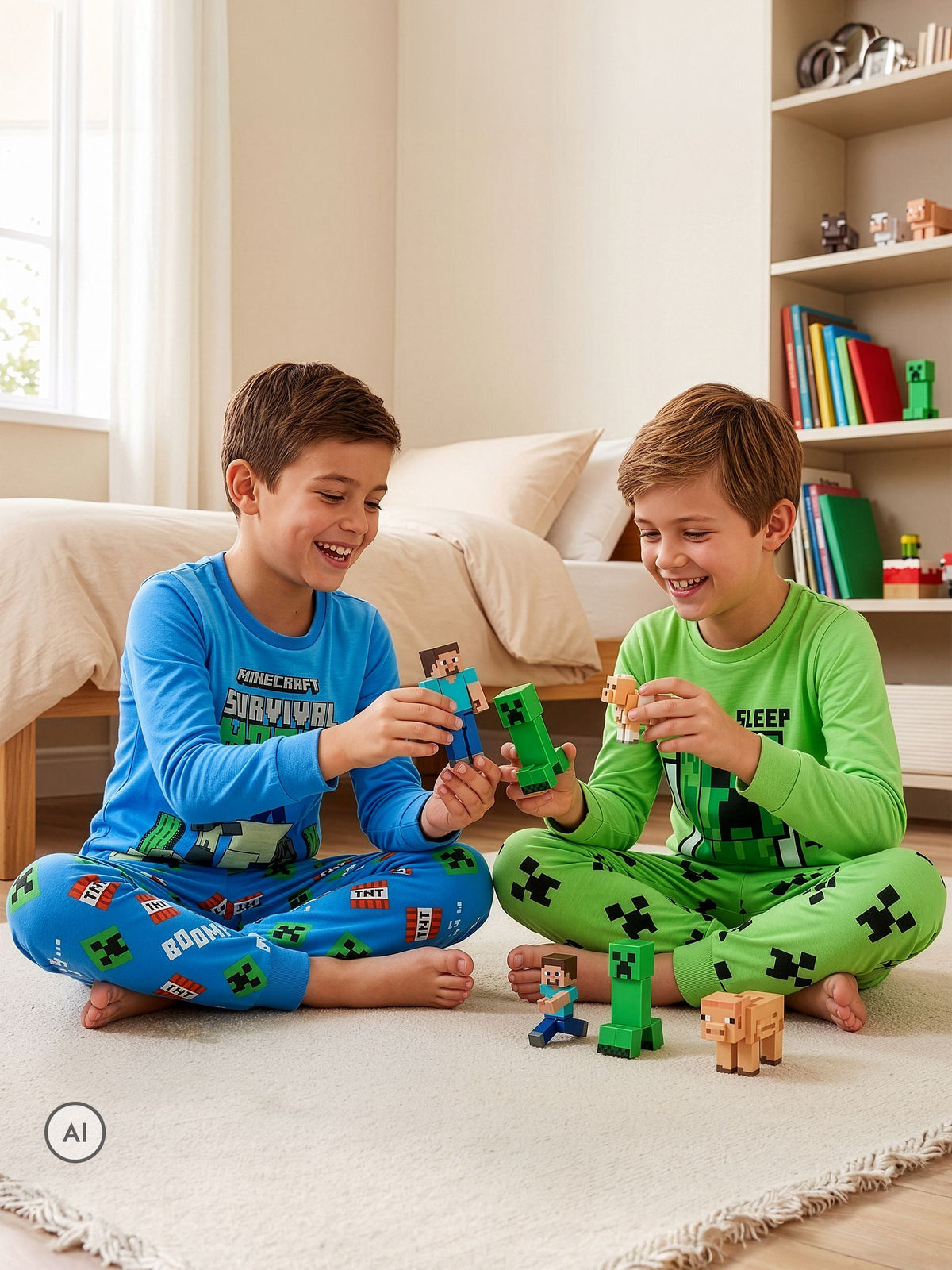 Character Blue Minecraft Creeper Pyjamas 2 Pack - image 2