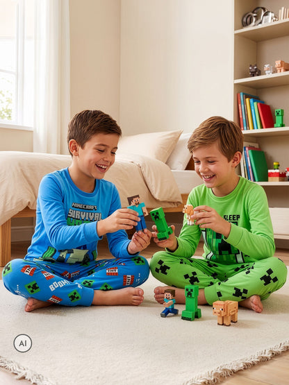Character Blue Minecraft Creeper Pyjamas 2 Pack - image 2