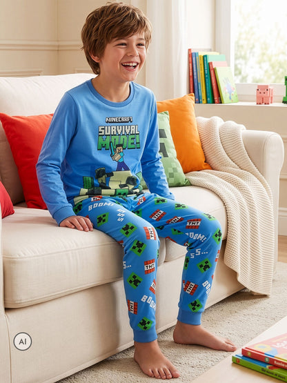 Character Blue Minecraft Creeper Pyjamas 2 Pack - image 3