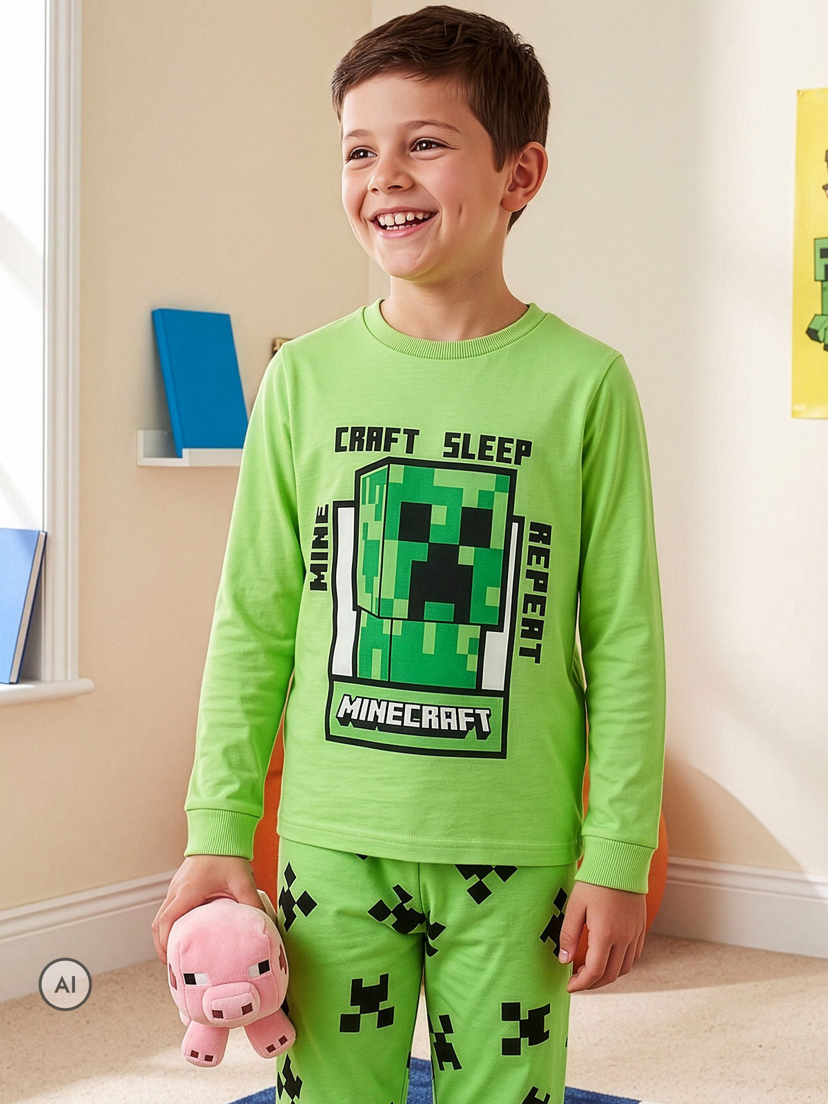Character Blue Minecraft Creeper Pyjamas 2 Pack - image 4