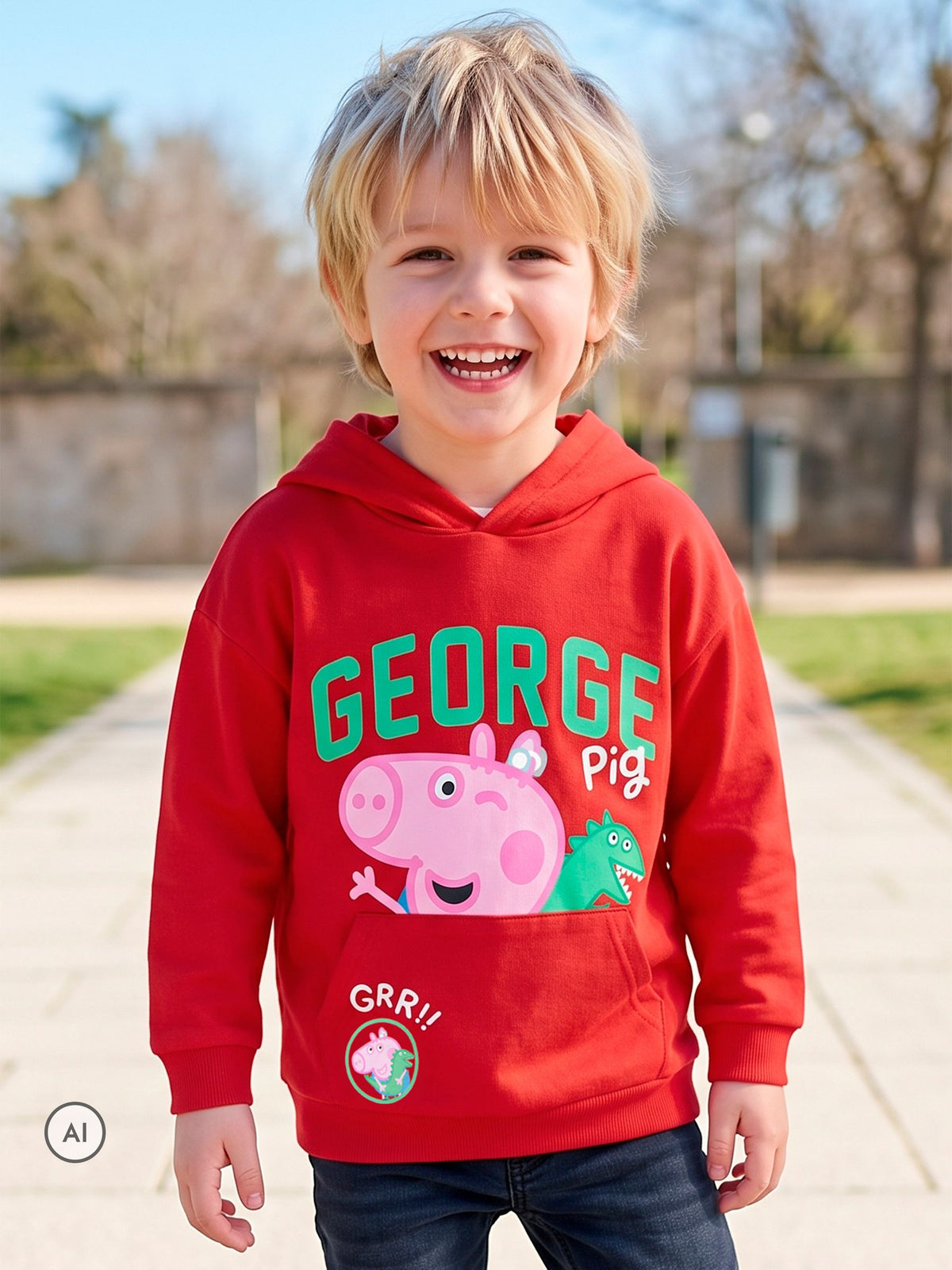 Character Red Peppa Pig George Pig Hoodie - image 8