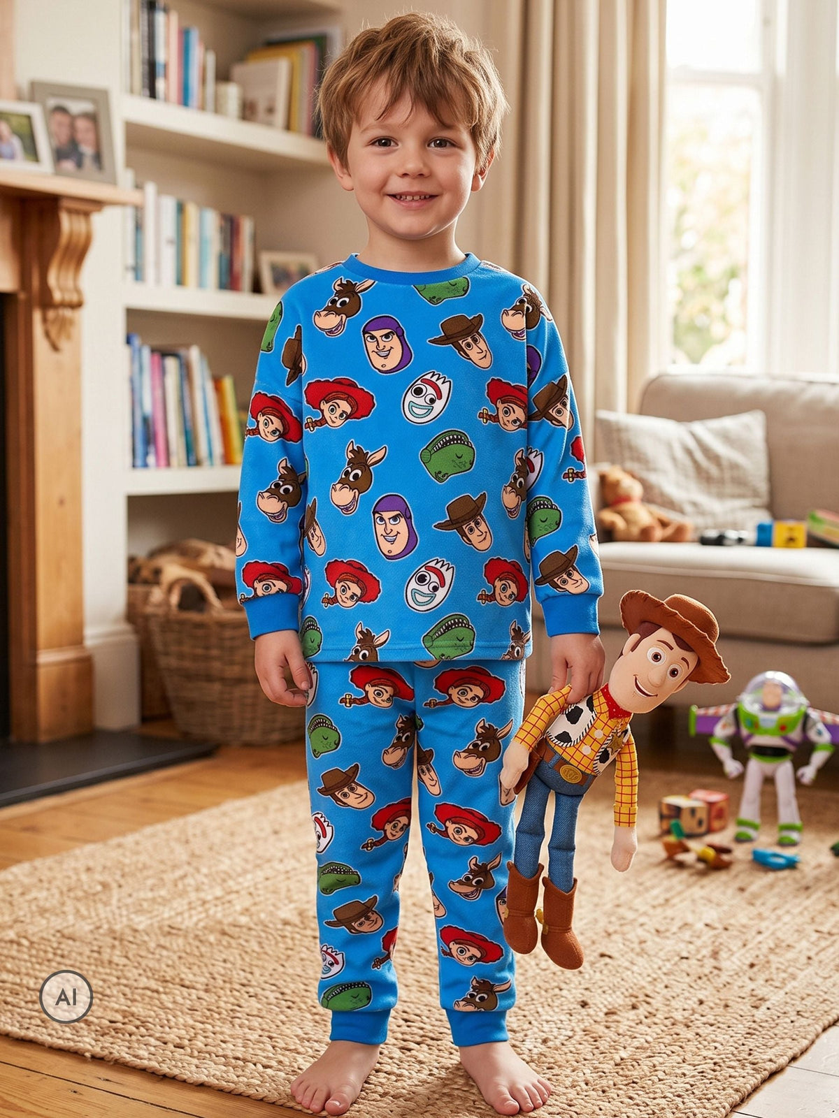 Character Blue Disney Toy Story Buzz Woody And Jessie Pyjamas - image 5
