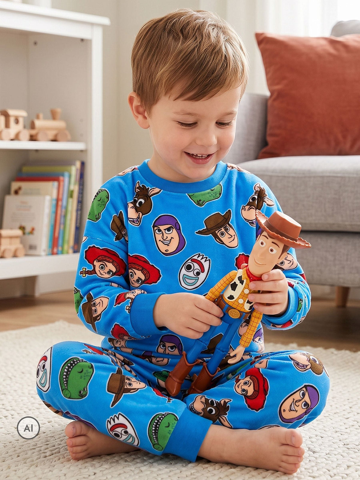 Character Blue Disney Toy Story Buzz Woody And Jessie Pyjamas - image 7