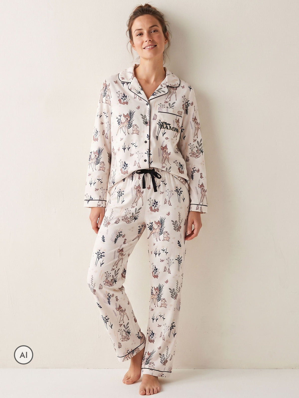 Character White Disney Bambi Button-Up Pyjama Set - image 1